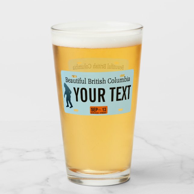 Copo De Pint Placa de Licença Sasquatch da Colúmbia Britânica (Frente (Preenchido))