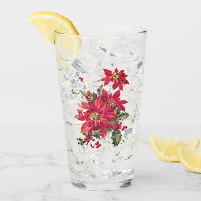 Copo De Pint Poinsettia Feliz Natal (Gelo frontal)
