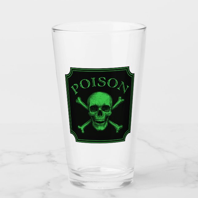 Copo De Pint Poison Skull e Crossbones Halloween Design Impress (Frente)