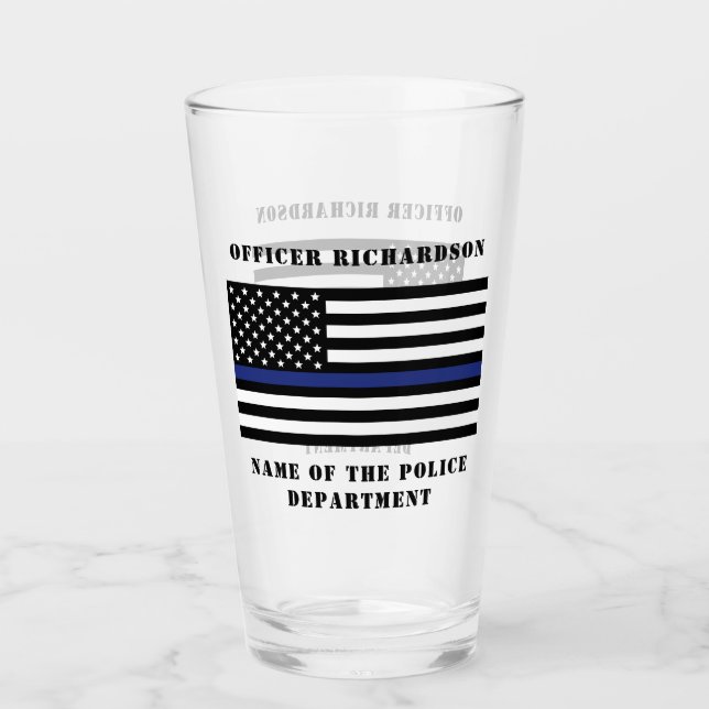 Copo De Pint Polícia Personalizada - Polícia de Linha Azul Fino (Frente)