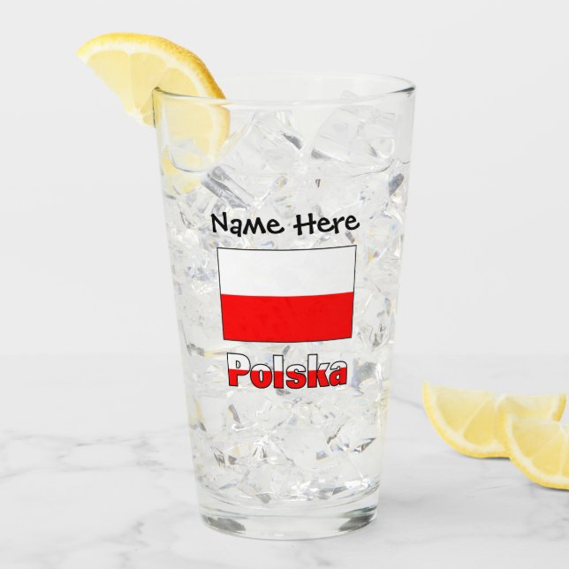 Copo De Pint Polska e Bandeira Polonesa (Gelo frontal)