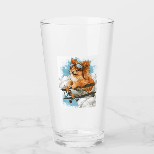 Copo De Pint Pomerânia Piloto � Cão Ás Voador (Frente)