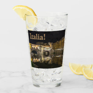 Copo De Pint Ponte Vecchio Noite Cena Refletindo Rio Arno