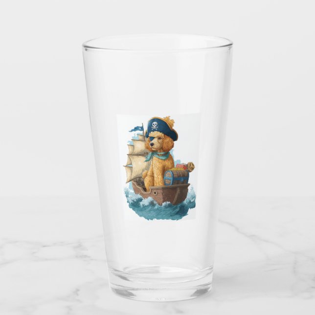 Copo De Pint Poodle Pirata � Cachorro Marinho Divertido (Frente)