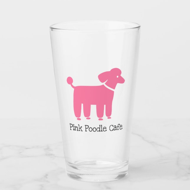 Copo De Pint Poodle Rosa Personalizado | Bebendo de Dog Lover (Frente)