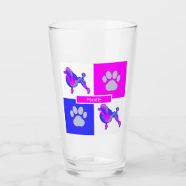 Copo De Pint Poodle Silhouette Dog & Paw Pink and Blue Square