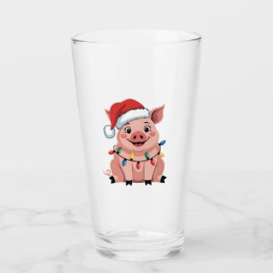 Copo De Pint Porco Chapéu de Papai Noel de Natal Festa de Natal