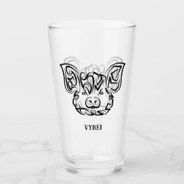 Copo De Pint Porco Tribal Negro e Branco