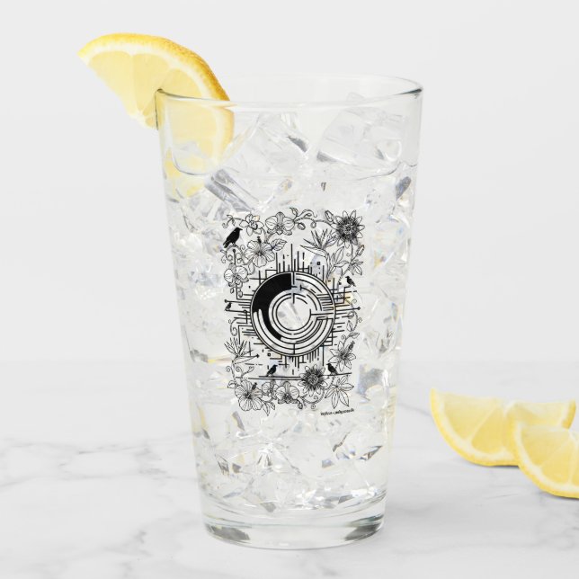 Copo De Pint Portal of Ravens and Exotic Blooms (Gelo frontal)