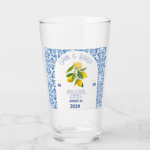 Copo De Pint Portugal Wedding Glass Azulejos azuis e limões E