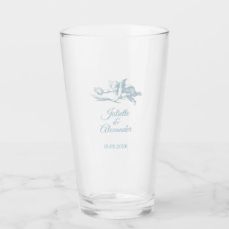 Copo De Pint Powder Blue Toile de Jouy Wedding Glass Cup 