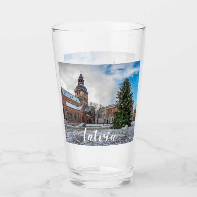 Copo De Pint Praça Dome com árvore de Natal em Riga (Frente)