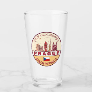 Copo De Pint Praga Cidade da República Checa Skyline Emblem