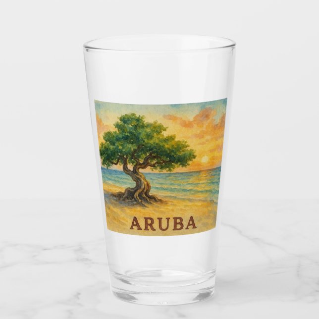 Copo De Pint Praia da Águia Aruba Divi Tree Hora Dourada (Frente)