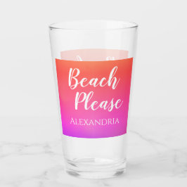 Copo De Pint Praia Personalizada Por Favor Laranja Rosa Ombre