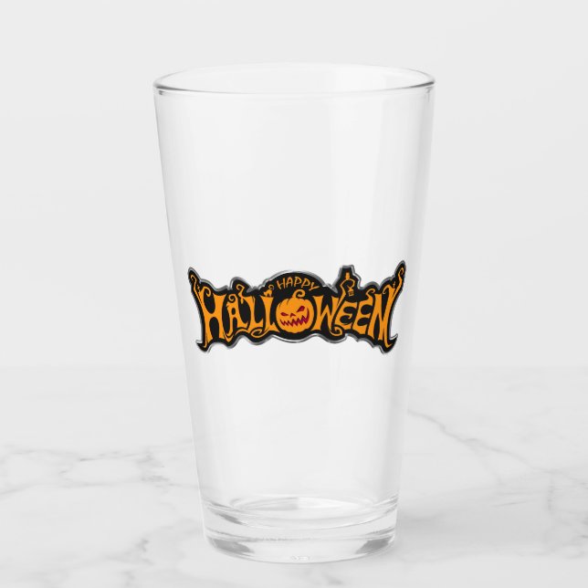 Copo De Pint Prata Enquadra Feliz Halloween Ruby Eyed Pumpkin (Frente)