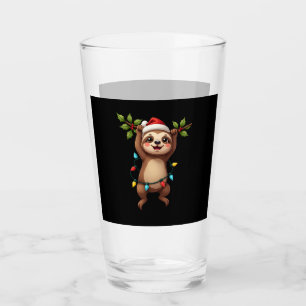Copo De Pint Preguiça de Luzes de Natal Vestindo Chapéu de Nata
