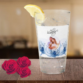 Copo De Pint Presente de Floral Romântico de 8º Aniversário de