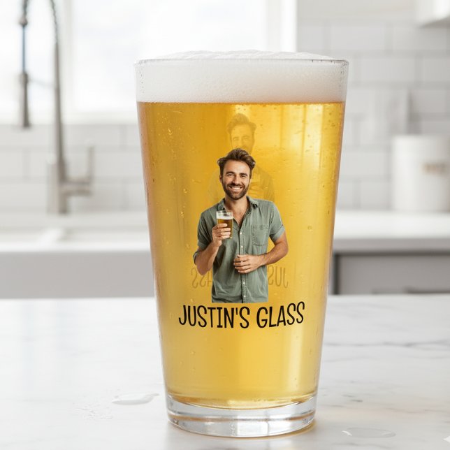 Copo De Pint Presente de Foto Personalizado Monograma (Criador carregado)