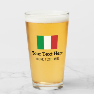 Copo De Pint Presente de vidro de bandeira italiana com texto p