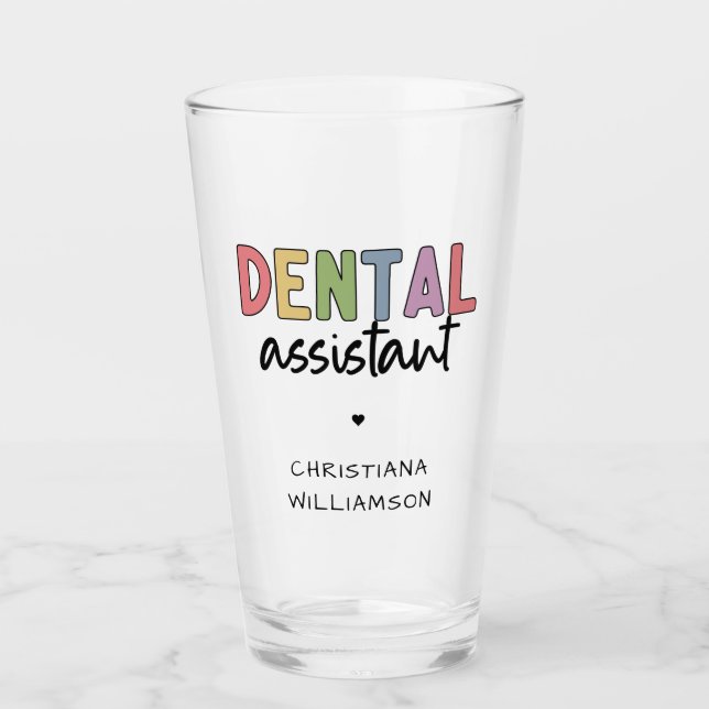 Copo De Pint Presente do Assistente Dental de Nome Personalizad (Frente)