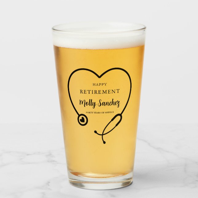 Copo De Pint Presente Personalizado de Estetoscópio Aposentador (Frente (Preenchido))