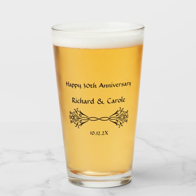 Copo De Pint Presente Personalizado Elegante para 30 Anos de Ca (Frente (Preenchido))