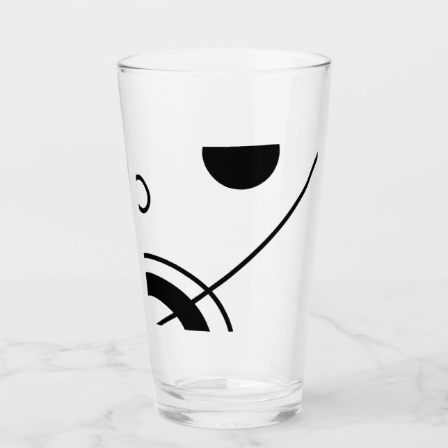 Copo De Pint Preto e branco abstrato (Frente)
