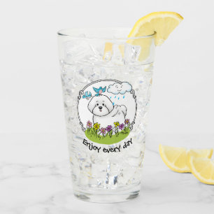 Copo De Pint Primavera Bichon Frise Dog com Flores - Cute