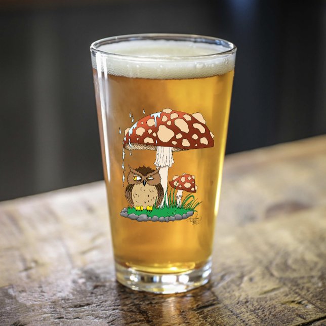 Copo De Pint Primavera Rain Chá Coruja Cogumelo (Criador carregado)