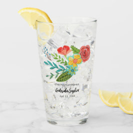 Copo De Pint Primeira Comunhão Flores Coloridas 