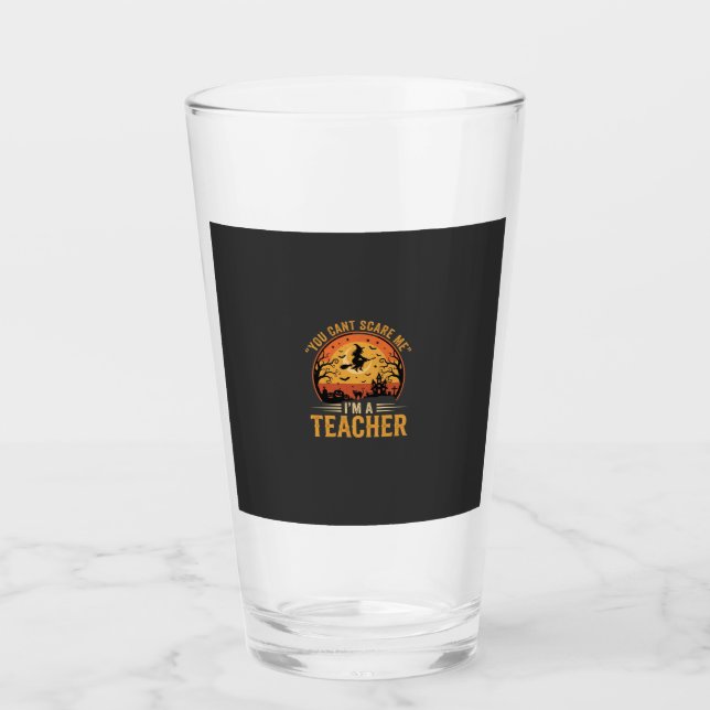 Copo De Pint Professor de Halloween Bruxa Gato Design (Frente)