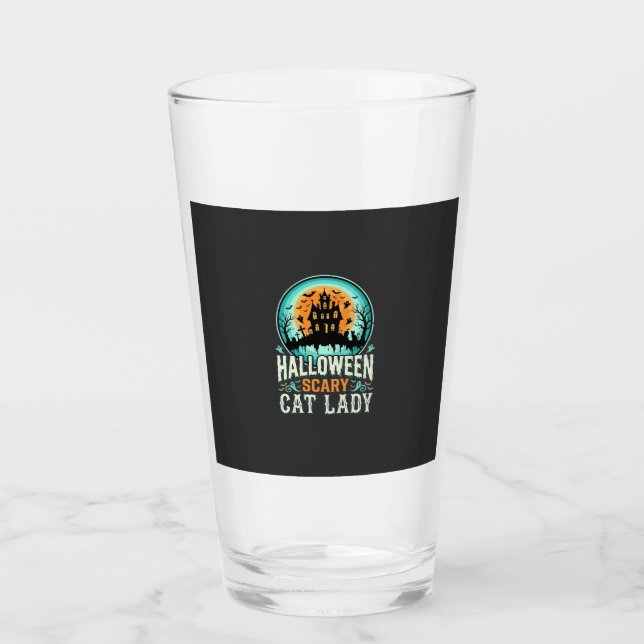 Copo De Pint Projeto de Casa Assombrada da Senhora Gato Assusta (Frente)