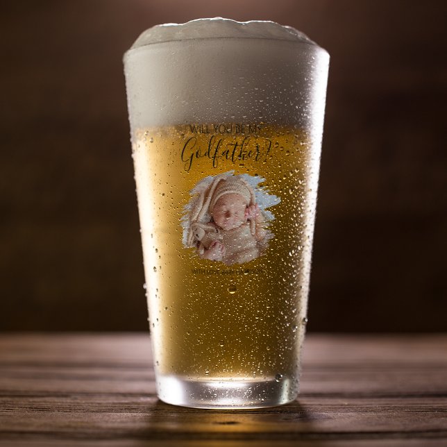 Copo De Pint Proposta de Padrinho de Foto Moderna (Criador carregado)