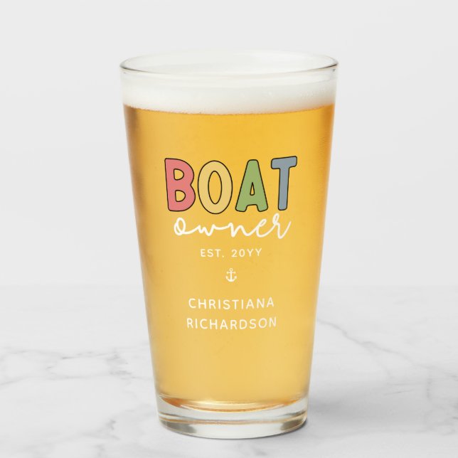 Copo De Pint Proprietário de Barcos Personalizados estabeleceu  (Frente (Preenchido))