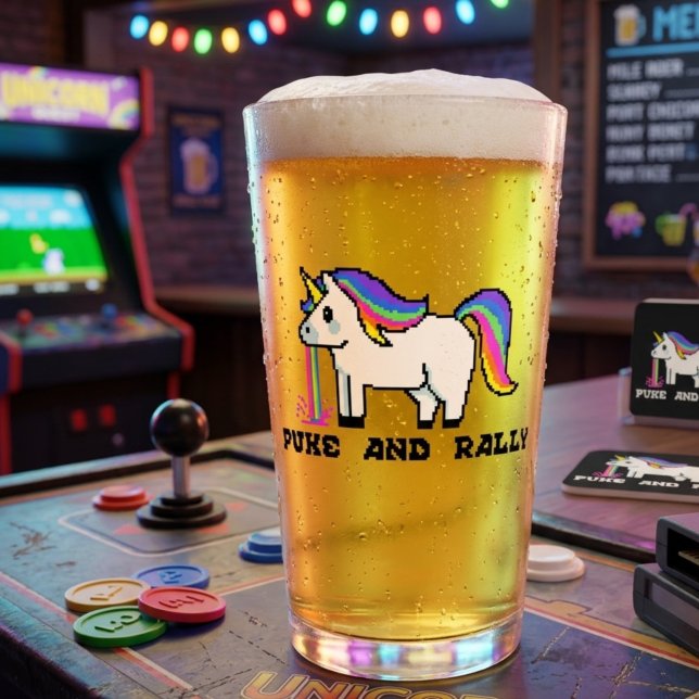 Copo de Pint Puke & Rally Rainbow Unicorn | Pixel (Criador carregado)