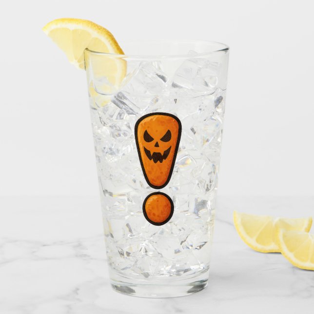 Copo De Pint Pumpkin Halloween Exclamation Mark Glass (Gelo frontal)