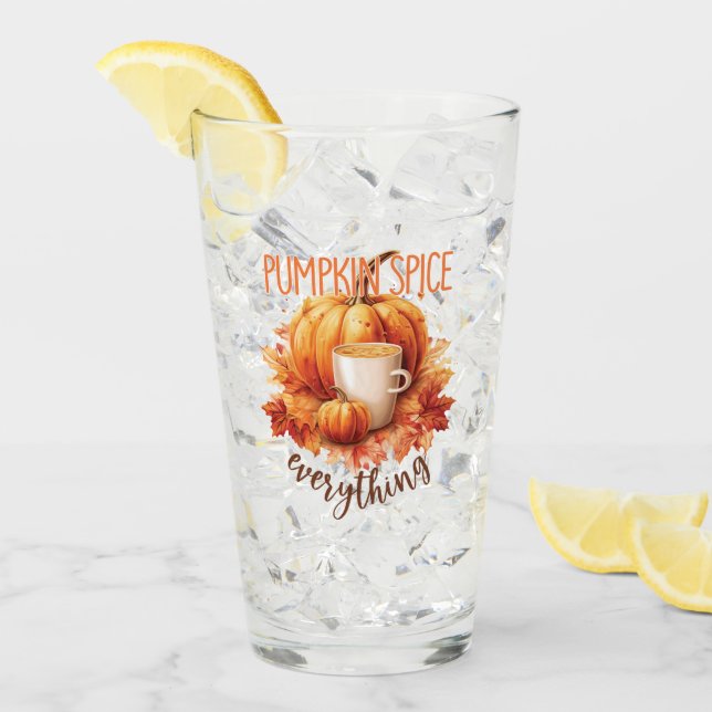 Copo De Pint Pumpkin Spice All - Folhagem de outono e latas (Gelo frontal)