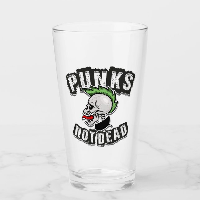 Copo De Pint Punks Not Morto Skull Mohawk Punk Rock Rocker (Frente)