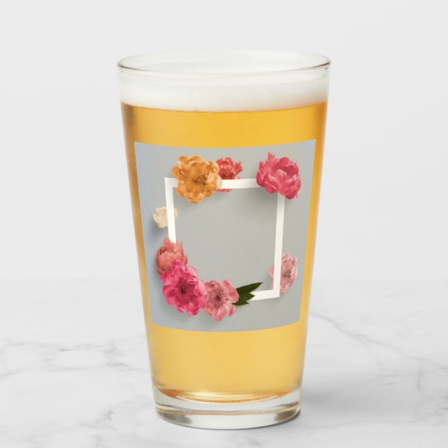Copo De Pint Quadro da Flor (Frente (Preenchido))