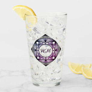 Copo De Pint Quadro de Deco de Arte Chic Roxo Elegante Iniciais
