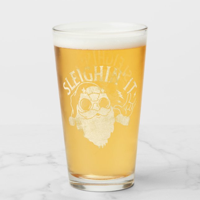 Copo De Pint Que Papais noeis Engraçados Dormem O Natal (Frente (Preenchido))