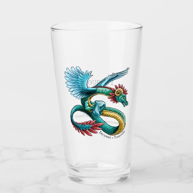 Copo De Pint Quetzalcoatl Dragon Dezembro de Birthstone Turquoi (Frente)