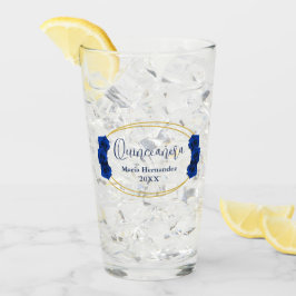 Copo De Pint Quinceañera Real Azul e Geométrica Dourada