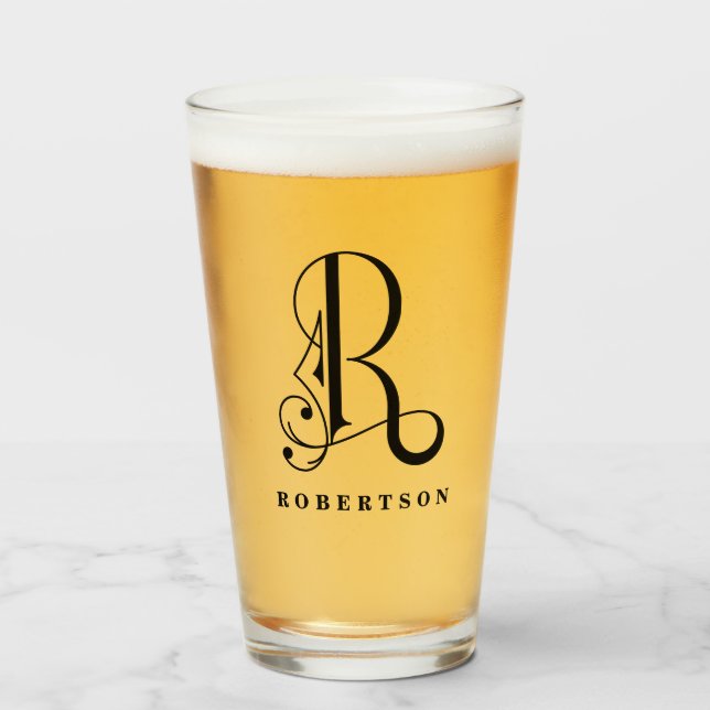 Copo De Pint R & Sobrenome inicial de Na moda clássico (Frente (Preenchido))