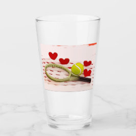 Copo De Pint Racket de tênis com bola e amor de coração vermelh