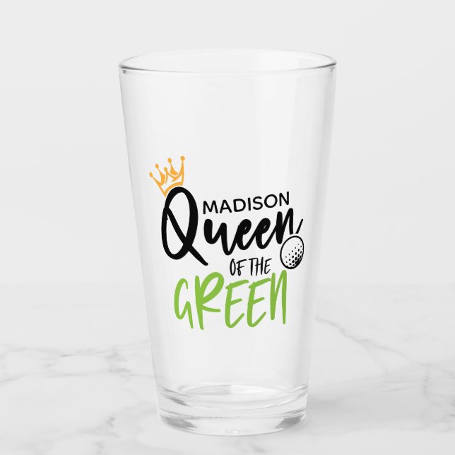 Copo De Pint Rainha De Golfe Do Moderno Engraçado Verde Persona (Frente)