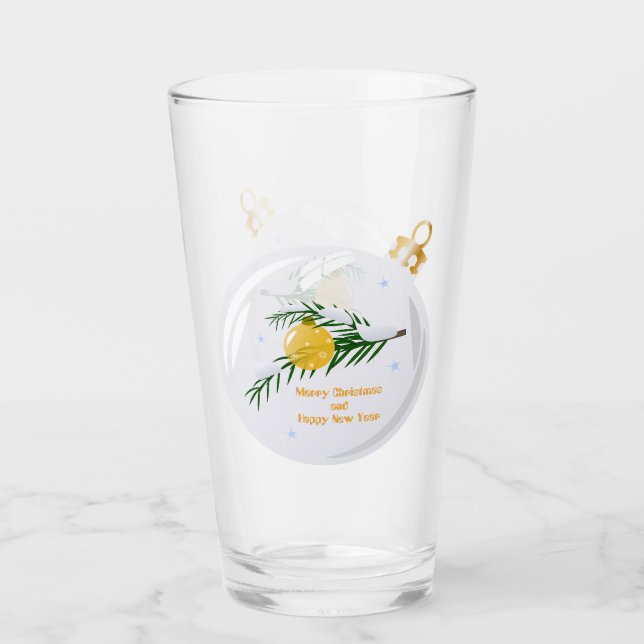 Copo De Pint Ramificação de Natal decorada em bauble (Frente)