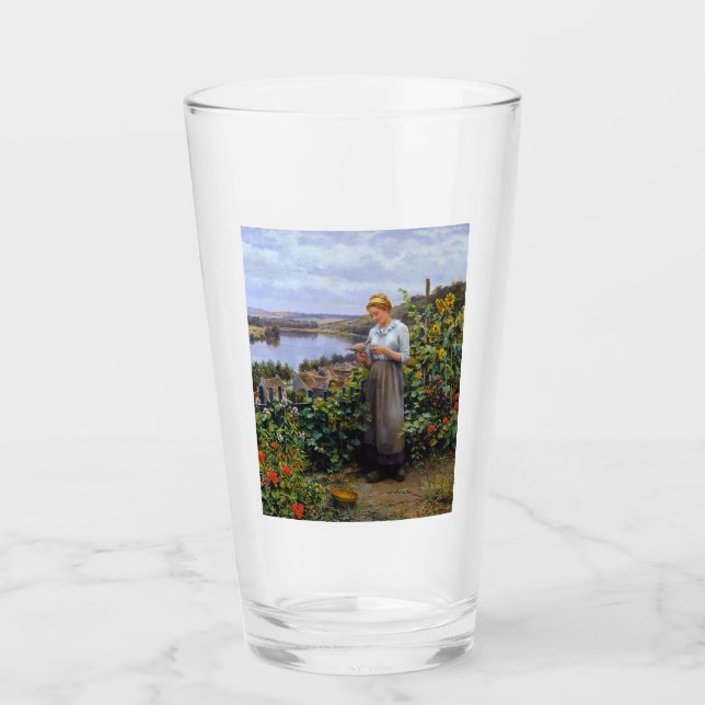 Copo De Pint Rapariga e sua Pet Dove (Jovem e Pássaro) (Frente)