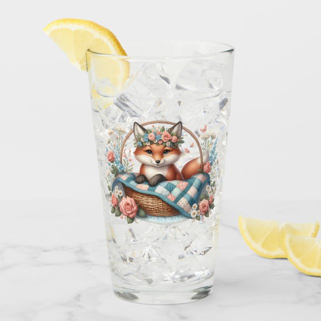 Copo De Pint Raposa Floral no Soquete com Comprimido e Flores (Gelo frontal)